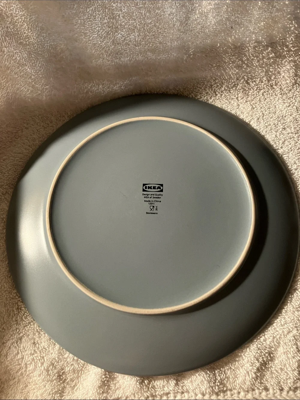 2 Matte Gray Blue IKEA Replacement Dinner Plates 10 1/2” # 12011